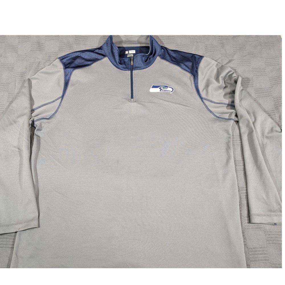 NFL Team Apparel Seattle Seahawks TX3 Cool Quarter Zip Pullover Gray Mens 2XL